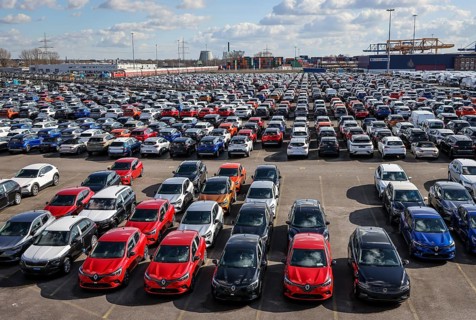 Duisburg, North Rhine-Westphalia, Germany, new cars, transhipment centre, car terminal in Duisburg