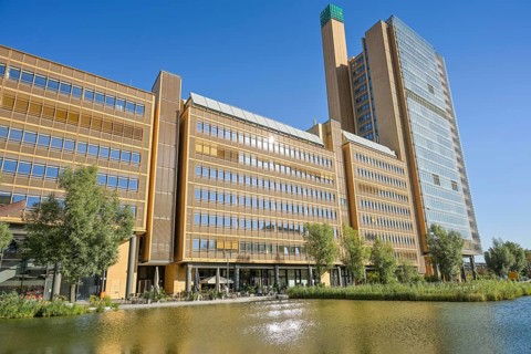 Commercial building Atrium Tower, Pianosee, Potsdamer Platz, Tiergarten, Mitte, Berlin, Germany,