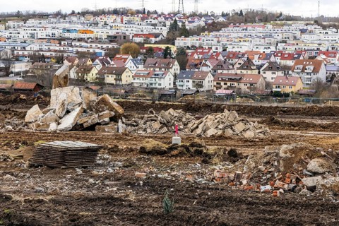 Construction work for a new development area for 460 flats in the new Böckinger Strasse