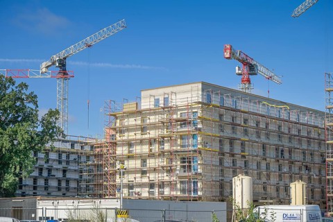 Construction site, new building, residential building, Rhenaniastraße, Dabelowseestraße,