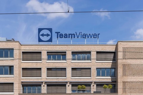 TeamViewer Deutschland GmbH, software company. Company headquarters with logo at Göppingen main