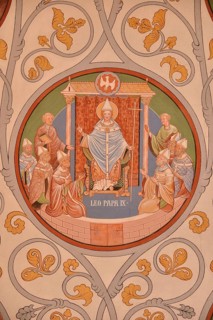 Ceiling painting of Pope Leo IX. in the Chapel of St. Leo, Eguisheim, Département Haut-Rhin,