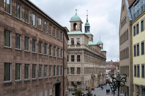 View of the city from Burgstrasse, Old Town Hall, Nuremberg, Middle Franconia, Franconia, Bavaria,