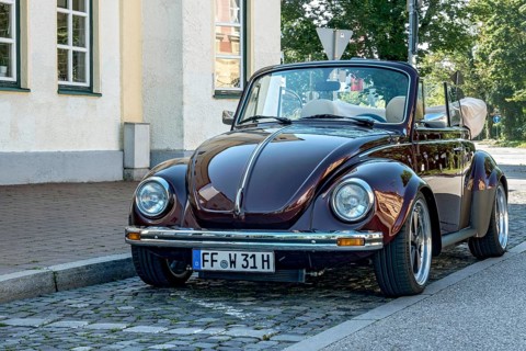 Vintage Volkswagen VW Beetle Cabriolet, convertible, restored, refined, wide tyres, wide tyres,