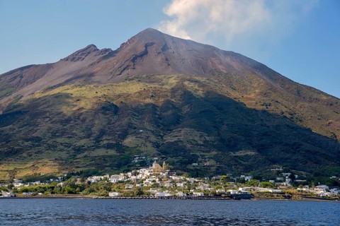 Place Stromboli at the layer volcano Stromboli, island Stromboli, Lipari Islands, Italy, Europe
