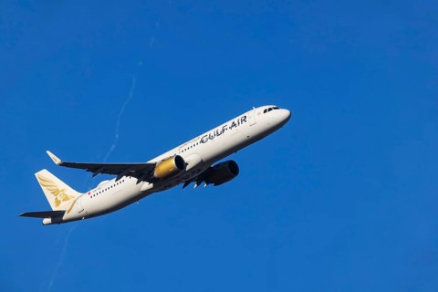 Aircraft climbing at the take-off at Fraport Airport. Aircraft registration: A9C-NH, Airbus A321,