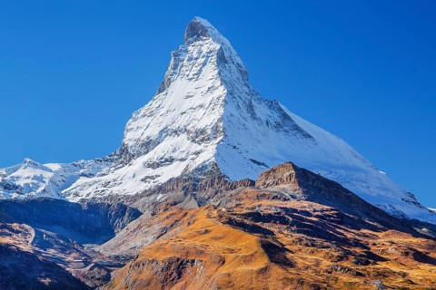 Matterhorn 4478m in autumn, Zermatt, Mattertal, Valais, Switzerland, Europe