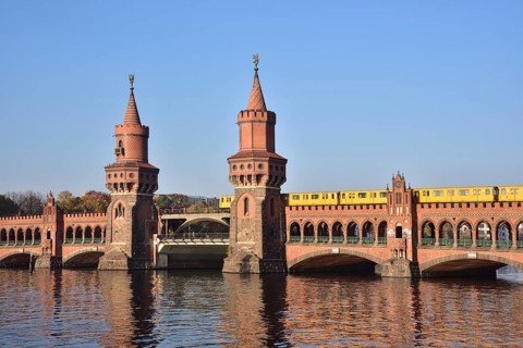 The Oberbaum Bridge over the Spree in Berlin-Friedrichshain, Berlin, Germany, Europe