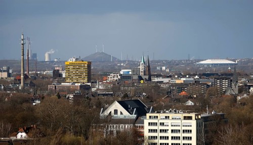 Gelsenkirchen, North Rhine-Westphalia, Germany - City overview Gelsenkirchen with old town church,