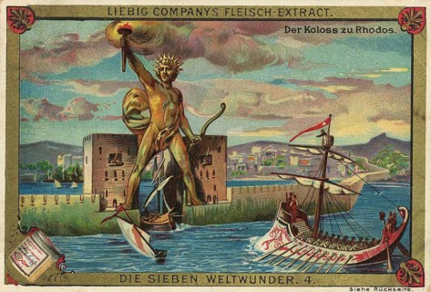 Picture series the seven wonders of the world, the Colossus of Rhodes, Liebig picture, digitally