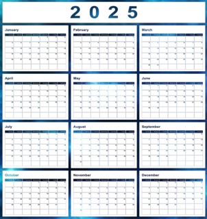 2025 calendar, week start Sunday, modern design