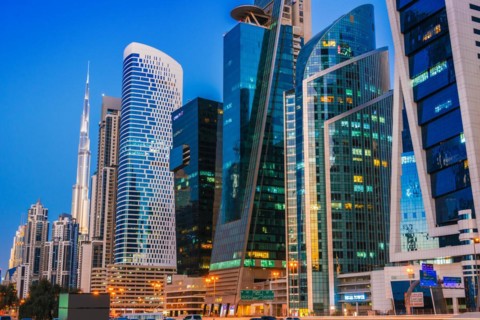 DUBAI, UNITED ARAB EMIRATES - FEB 9, 2019: Architecture od Business Bay located in the western