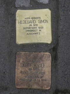 Stolpersteine freshly laid by the artist Gunter Demnig on 11/11/2021 in Magdeburg, Stolpersteine