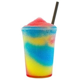 Isolated colored slush ice in a cup. White background