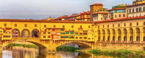 Ponte Vecchio and Vasari Corridor in Florence, Tuscany, Italy banner panorama