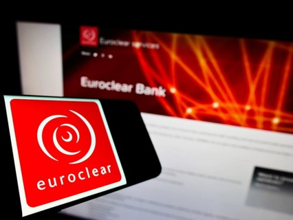 Stuttgart, Germany, 01-06-2022: Cellphone with logo of Belgian financial company Euroclear Group on
