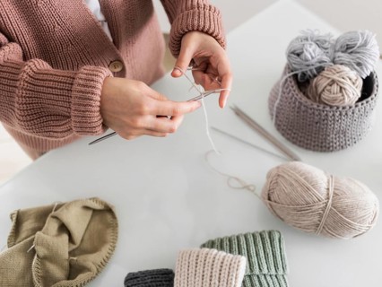 Top view woman knitting 3