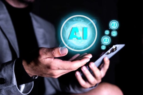 Businessman using mobile phone using artificial intelligence