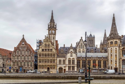 The Graslei (Lys river embankment) is one of the most scenic places in Ghent old city centre,