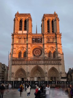 Notre Dame Cathedral in Paris glowing under evening light. Paris, France, Europe