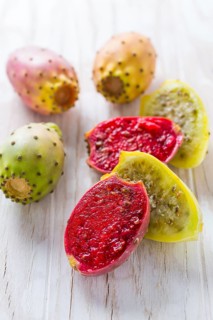 Prickly pear (Opuntia ficus-indica) on wooden background