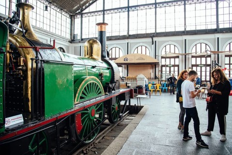Madrid, Spain, June 9, 2018: Engine Market, Mercado de Motores, at Madrid Railway Museum. It takes