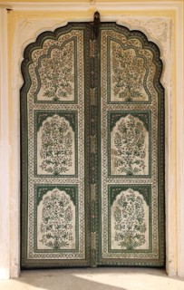 Ornamental door in Hawa Mahal palace, Jaipur India