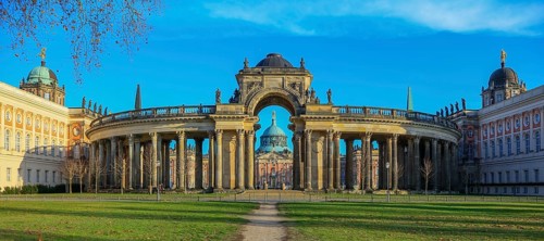 Colonnades with Triumphal Gate, New Palace, Unesco World Heritage Park Sanssouci, Potsdam,