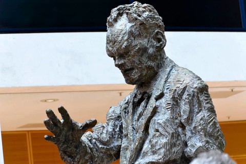 Detail, Willy Brandt monument by Rainer Fetting in bronze, Willy Brandt House, SPD headquarters,