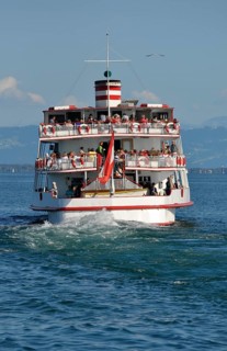 On Lake Constance, Lake Constance shipping, sailing boats, near Immenstaad, passenger ship: