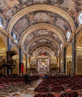 Valletta, Malta, 23 December, 2023: interior view of the Co-Cathedral of Saint John in Valletta,