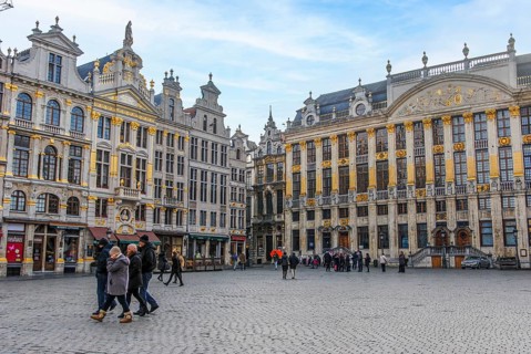 Facades of the Grand Place in Brussels, Belgium, Europe
