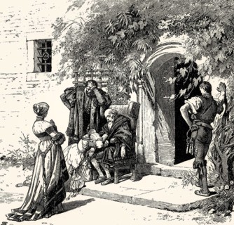 ACT V., SCENE XIII., The Prison at Heilbronn, Goetz and Elizabeth, Scene from Götz von Berlichingen