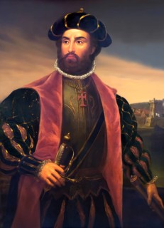 Vasco da Gama, c. 1460s – 1524, Portuguese explorer, digitally edited according to a painting by