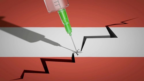 Symbolic image on the subject of division by compulsory vaccination in Austrian society