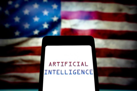 May 21, 2024, Brazil. In this photo illustration, the Artificial Intelligence (AI) text is