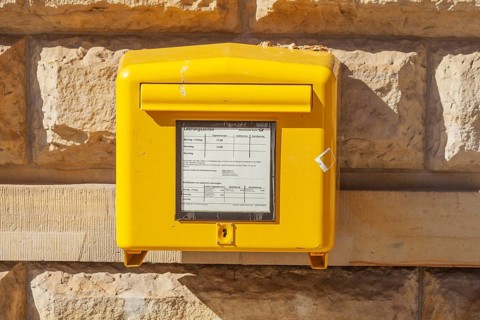 Yellow letterbox from Deutsche Post, Germany, Europe