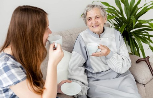 Grandmother happy spend time with family