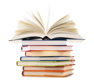 Stack of books isolated on white background