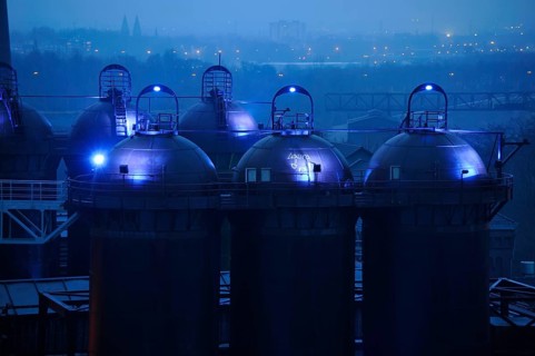 Duisburg-Nord Landscape Park, Light Art, Industrial Culture Route, Former Meiderich Ironworks,