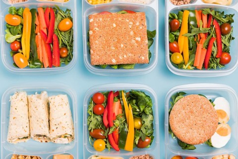 Flat lay variety lunchboxes