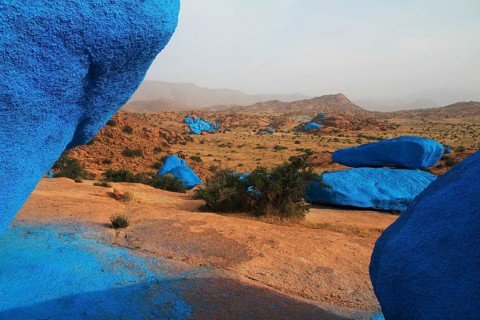Fantasy Landscape Painted Rocks near Tafraoute in Antiatlas Morocco