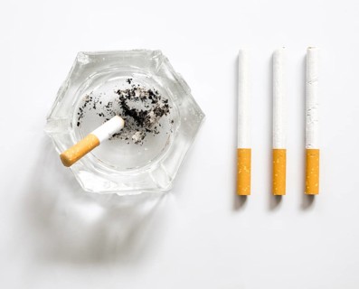 Top view bad habit cigarette arrangement