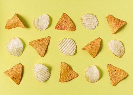 Flat lay nacho chips with potato chips. Resolution and high quality beautiful photo