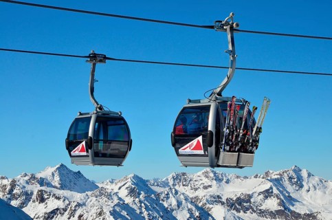 Cable car, gondola lift, Rettenbachferner, Ötztal, Tyrol, Austria, Europe