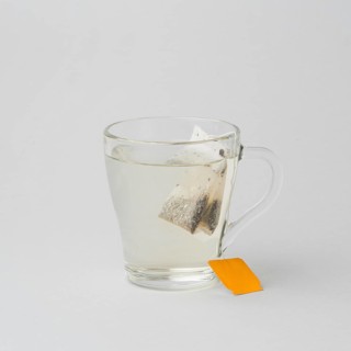 Front view cup hot water tea