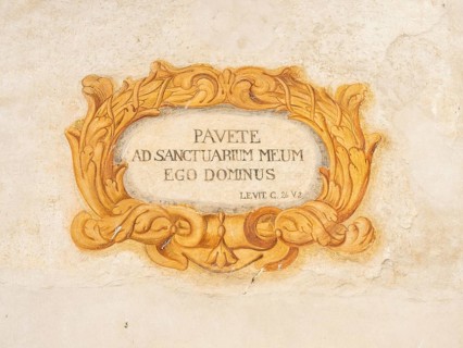 Fresco with Latin inscription, Conegliano Cathedral, Conegliano, Province of Treviso, Italy, Europe