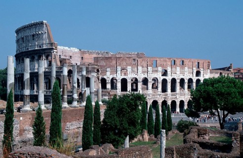 Colosseum and parts of Foro Romano, Rome, Italy, Landscape, horizontal, Ruins, ruins, Rome, Italy,