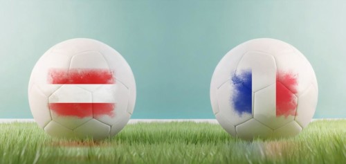 Austria vs France football match infographic template for Euro 2024 matchday scoreline announcement