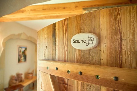 Spa, relaxation and healthcare in finnish wooden sauna room